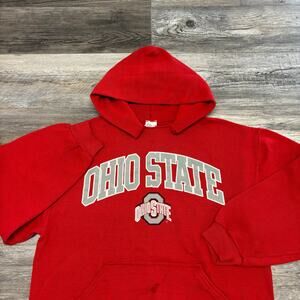 Vintage Y2K Russell Athletic Ohio State OSU Buckeyes Red Mens M‎ Pullover Hoodie